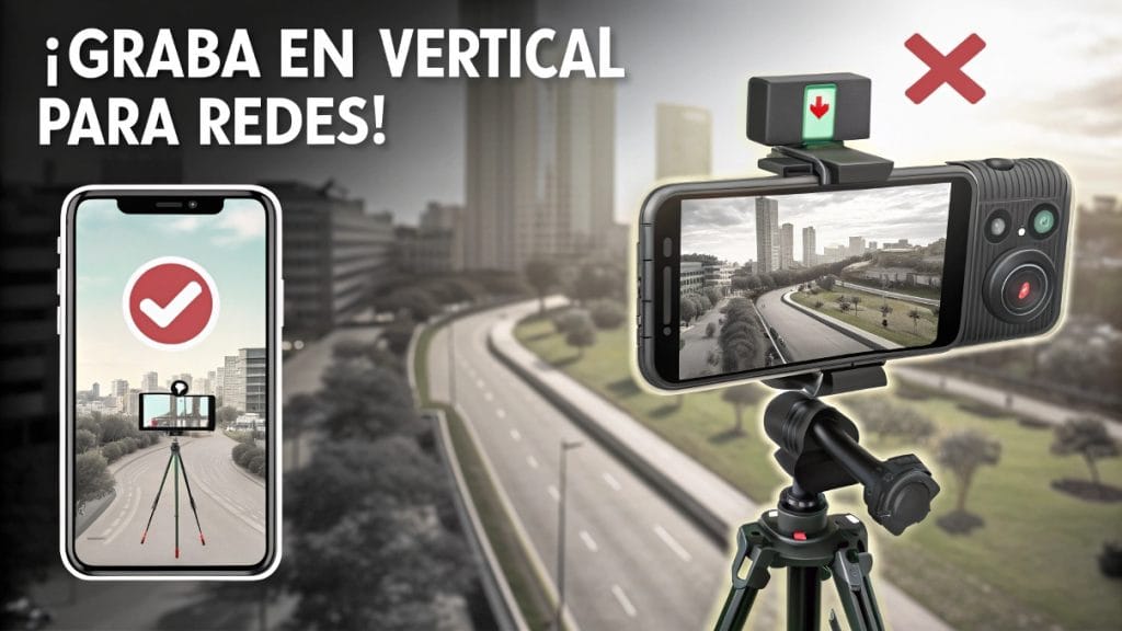 Comparativa de grabar vídeo en horizontal vs vertical para redes sociales.
