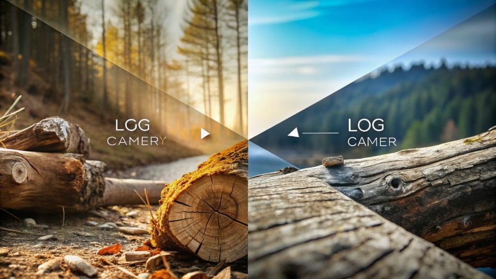 Comparativa visual de una imagen grabada en perfil LOG antes y después del procesado.