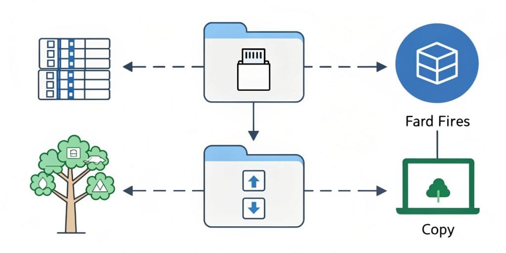 Diagram of the ingest and organization phase in video post-production.
