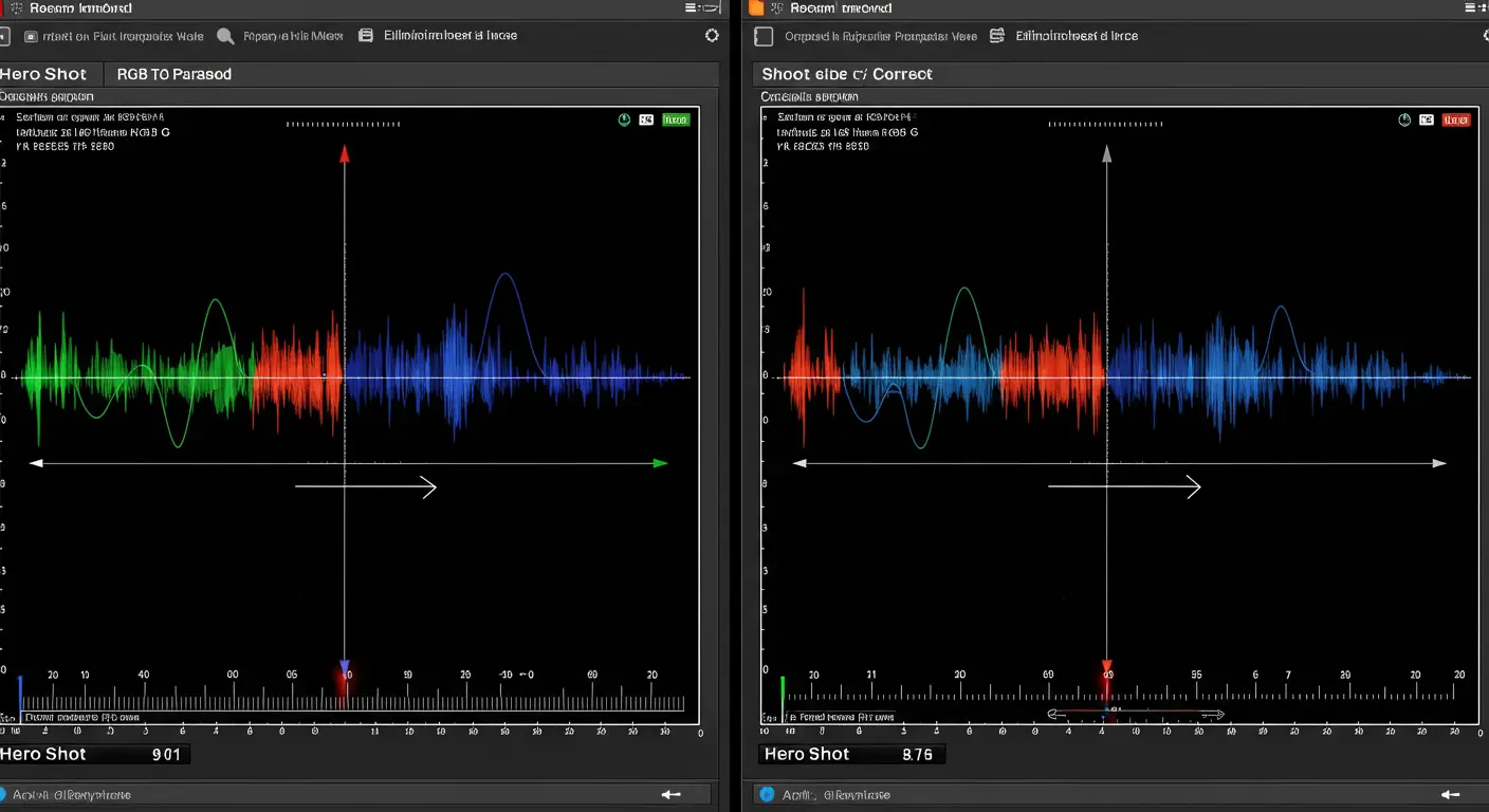 Cómo Igualar el Color de Diferentes Cámaras (Shot Matching) 5 Interfaz profesional mostrando scopes y herramientas manuales para igualación de color precisa
